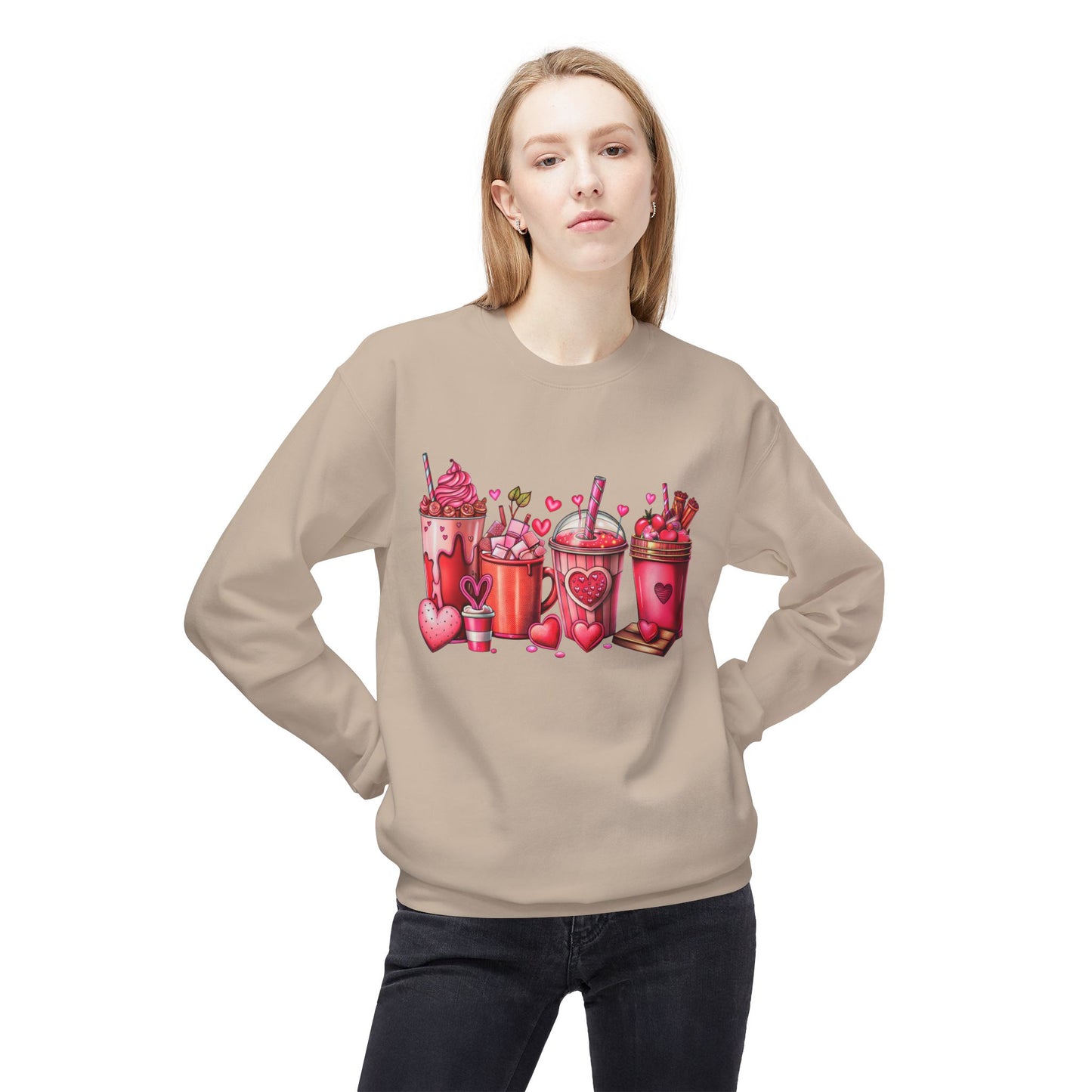 Valentine Sweatshirt - Coffee Lover Vibes - Unisex Midweight Softstyle Fleece Crewneck Sweatshirt