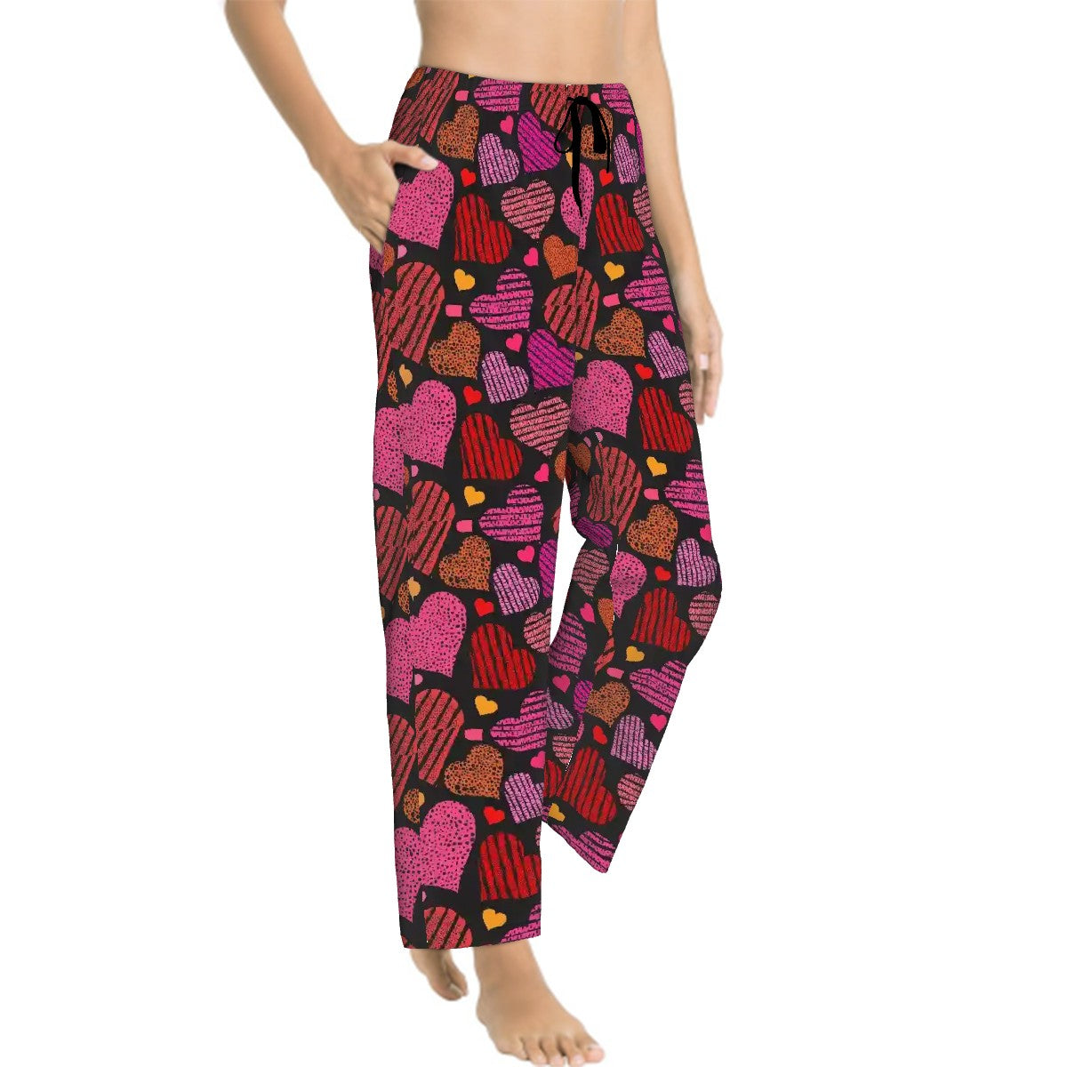 Valentine Themed Womens Pajama Pants Hearts