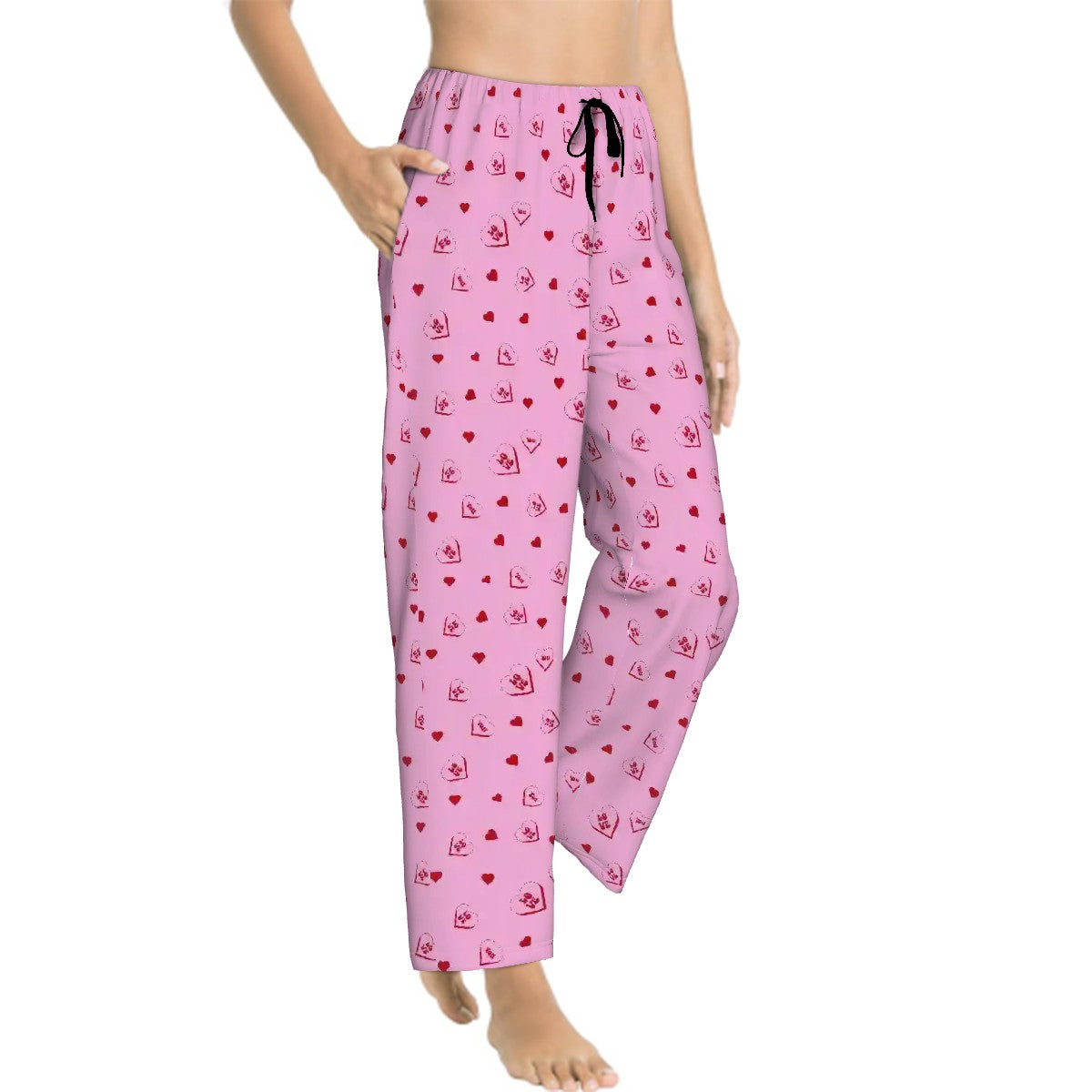 Valentine Themed Womens Pajama Pants Hearts