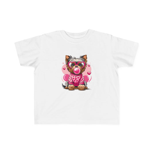 Kid's Valentines Day Shirt - Cute Dog - Toddler's Fine Jersey Tee