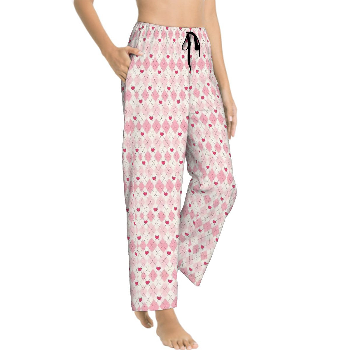 Valentine Themed Womens Pajama Pants Hearts