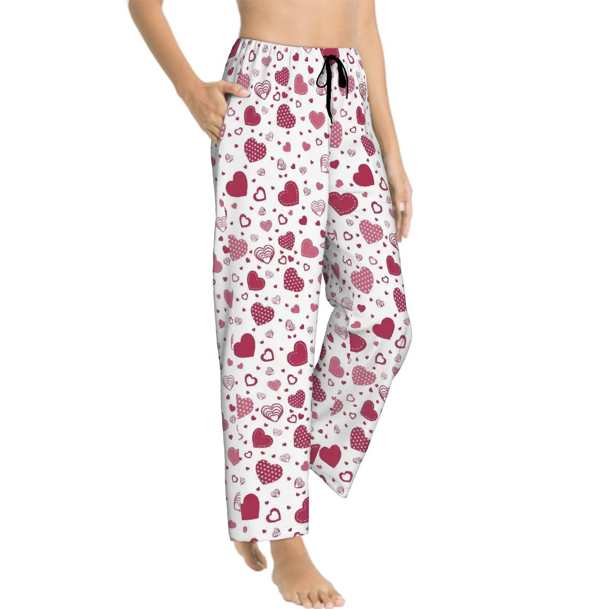 Valentine Themed Womens Pajama Pants Hearts