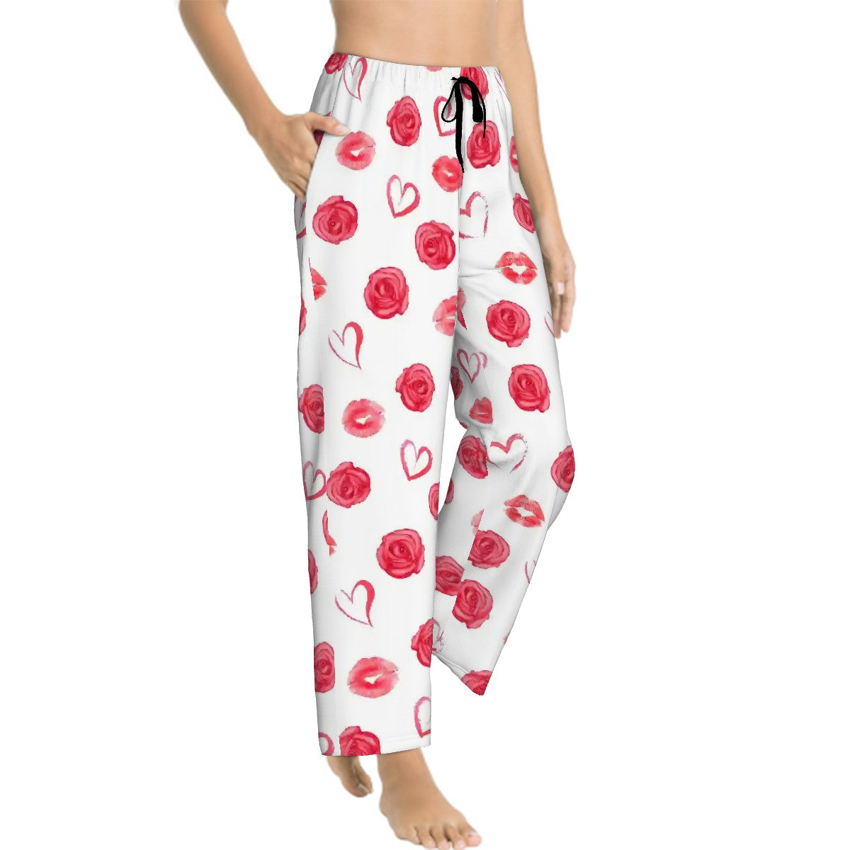 Valentine Themed Womens Pajama Pants Hearts