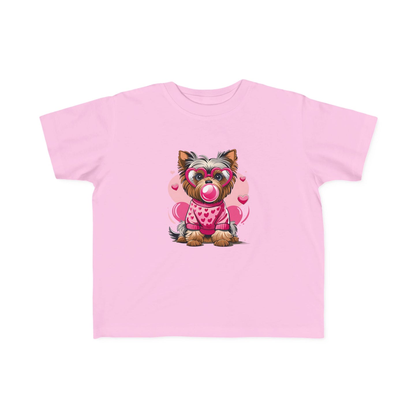 Kid's Valentines Day Shirt - Cute Dog - Toddler's Fine Jersey Tee