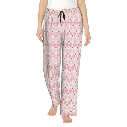 Valentine Themed Womens Pajama Pants Hearts